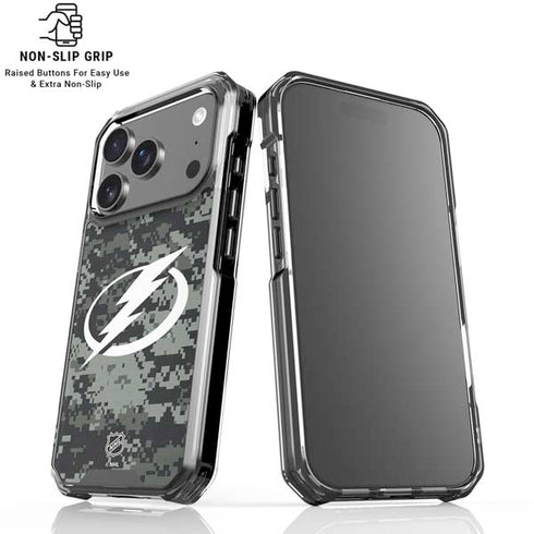 NHL Tampa Bay Lightning Camo iPhone 18 Pro Clear Case