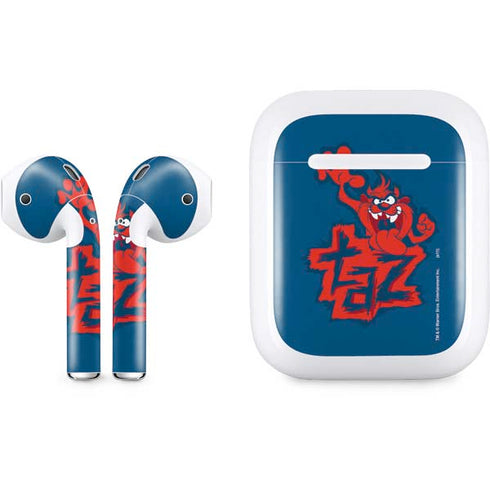 Looney Tunes Tasmanian Devil Blue Apple AirPods Skin