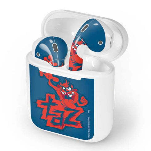 Looney Tunes Tasmanian Devil Blue Apple AirPods Skin
