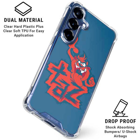 Looney Tunes Tasmanian Devil Blue Galaxy S25 Plus Clear Case