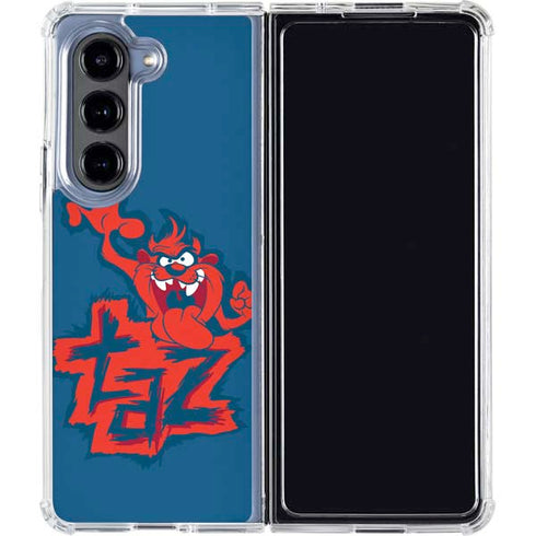 Looney Tunes Tasmanian Devil Blue Galaxy Z Fold5 5G Clear Case