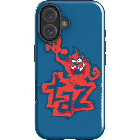 Looney Tunes Tasmanian Devil Blue iPhone 16 Plus Impact Case