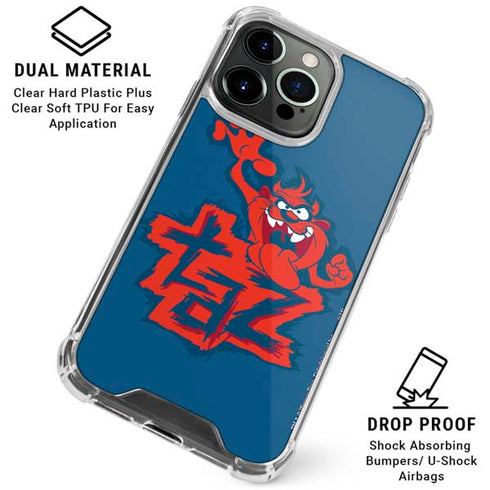 Looney Tunes Tasmanian Devil Blue iPhone 16 Pro Clear Case