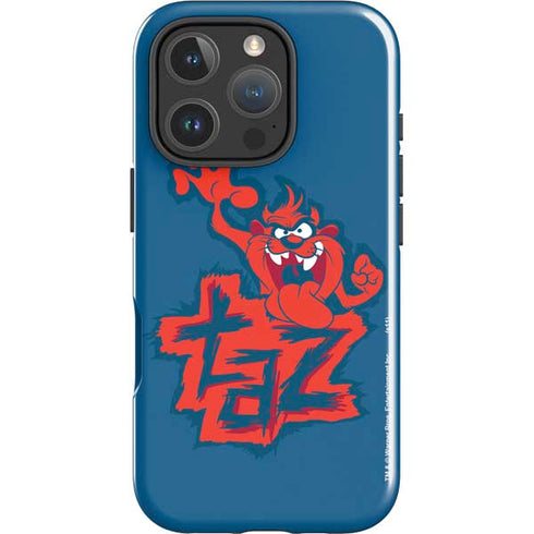 Looney Tunes Tasmanian Devil Blue iPhone 16 Pro Max Impact Case
