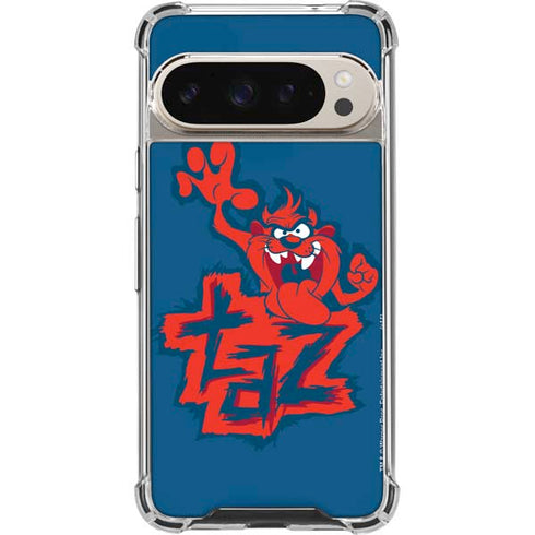 Looney Tunes Tasmanian Devil Blue Pixel 9/9 Pro Clear Case