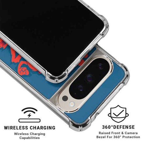 Looney Tunes Tasmanian Devil Blue Pixel 9/9 Pro Clear Case