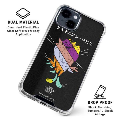 Looney Tunes Tasmanian Devil Sliced Juxtapose iPhone 15 Clear Case