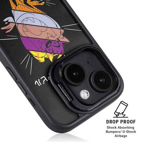 Looney Tunes Tasmanian Devil Sliced Juxtapose iPhone 15 Kickstand Case