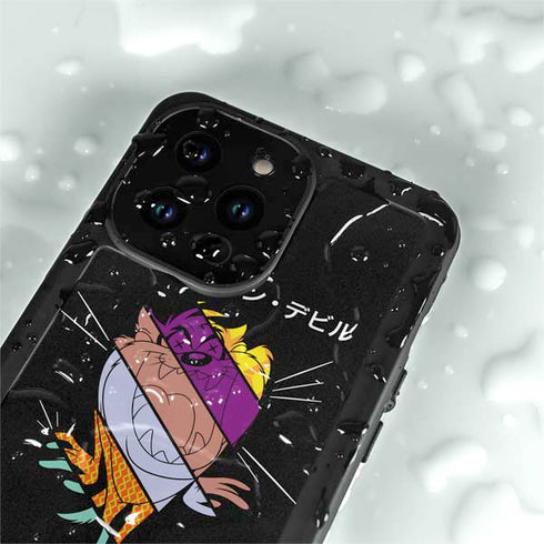 Looney Tunes Tasmanian Devil Sliced Juxtapose iPhone 15 Pro Waterproof Case
