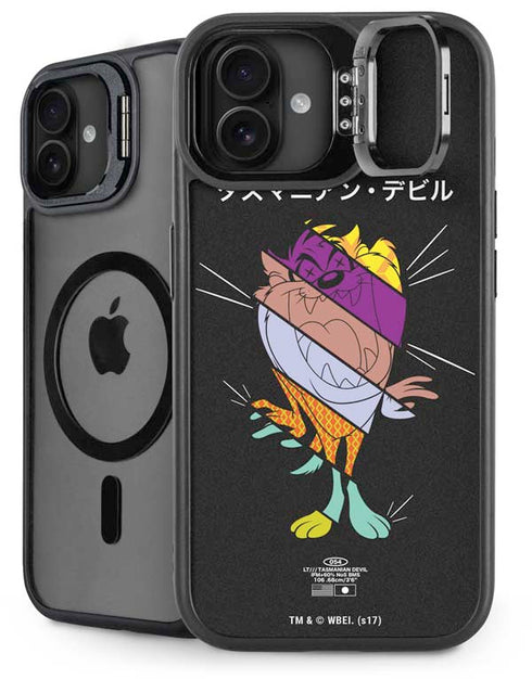 Looney Tunes Tasmanian Devil Sliced Juxtapose iPhone 16 Plus Kickstand Case