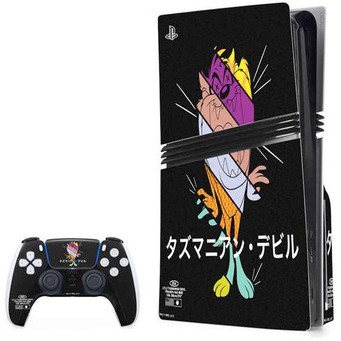 Looney Tunes Tasmanian Devil Sliced Juxtapose PS5 Pro Disk Bundle Skin