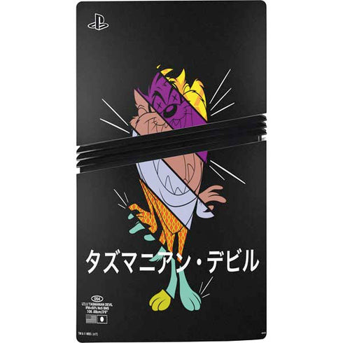 Looney Tunes Tasmanian Devil Sliced Juxtapose PS5 Pro Disk Bundle Skin