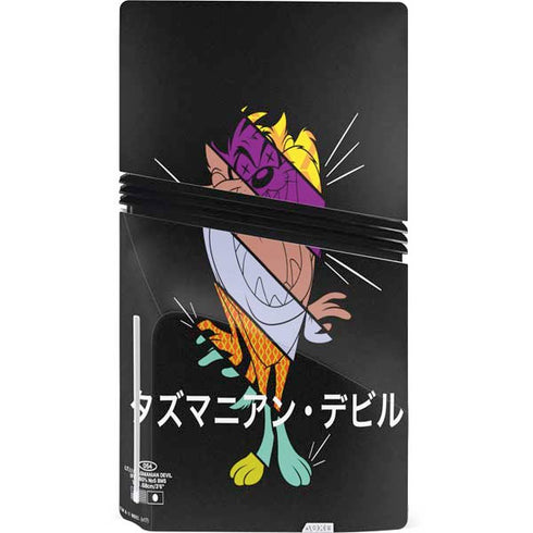 Looney Tunes Tasmanian Devil Sliced Juxtapose PS5 Pro Disk Console Skin