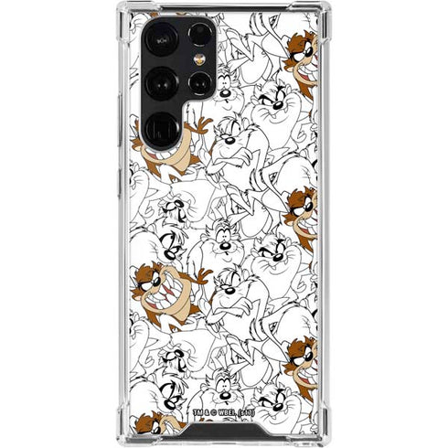 Looney Tunes Tasmanian Devil Super Sized Pattern Galaxy S22 Ultra Clear Case