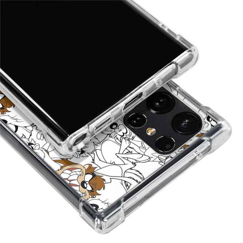 Looney Tunes Tasmanian Devil Super Sized Pattern Galaxy S22 Ultra Clear Case