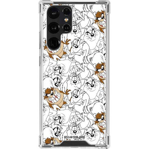 Looney Tunes Tasmanian Devil Super Sized Pattern Galaxy S23 Ultra Clear Case