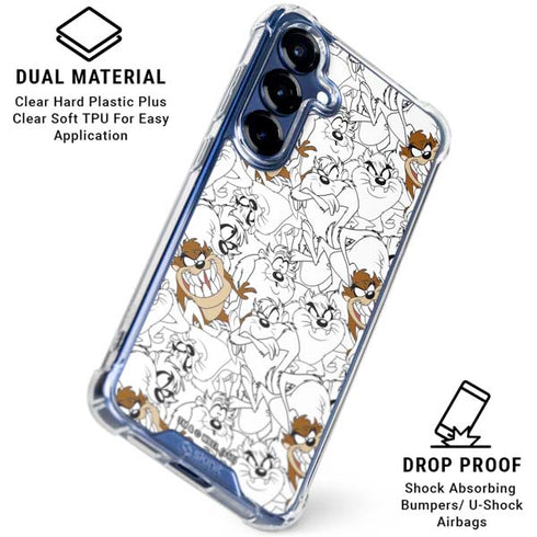 Looney Tunes Tasmanian Devil Super Sized Pattern Galaxy S25 Clear Case