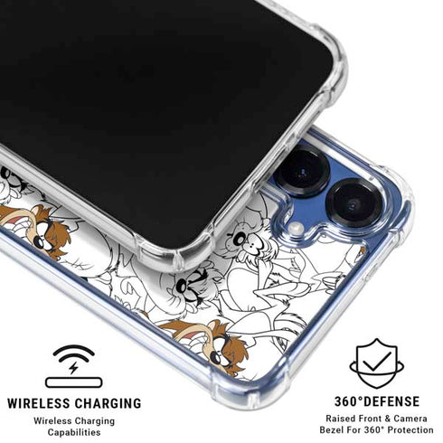 Looney Tunes Tasmanian Devil Super Sized Pattern Galaxy S25 Plus Clear Case