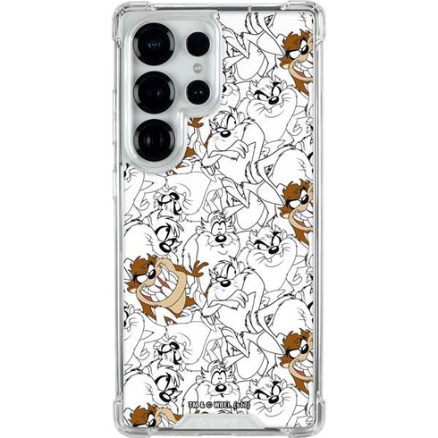 Looney Tunes Tasmanian Devil Super Sized Pattern Galaxy S25 Ultra Clear Case
