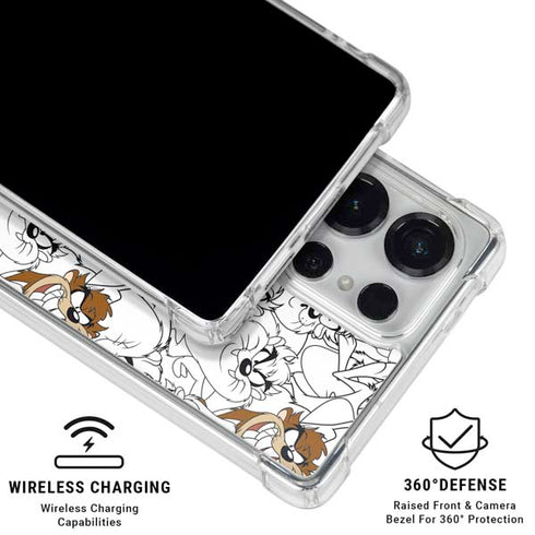 Looney Tunes Tasmanian Devil Super Sized Pattern Galaxy S25 Ultra Clear Case