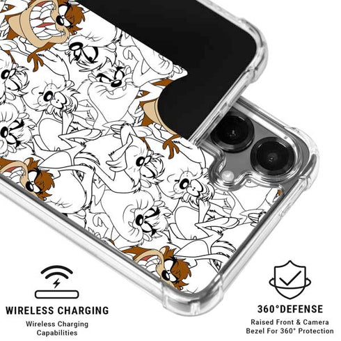 Looney Tunes Tasmanian Devil Super Sized Pattern Galaxy S26 Clear Case