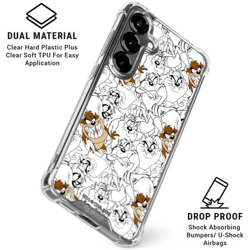 Looney Tunes Tasmanian Devil Super Sized Pattern Galaxy S26 Plus Clear Case