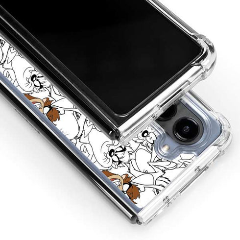 Looney Tunes Tasmanian Devil Super Sized Pattern Galaxy Z Fold5 5G Clear Case