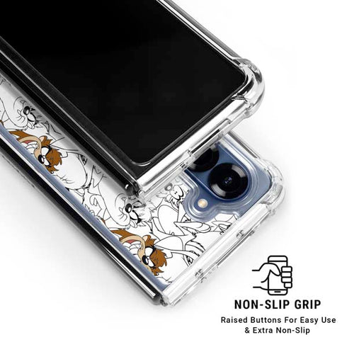 Looney Tunes Tasmanian Devil Super Sized Pattern Galaxy Z Fold6 Clear Case