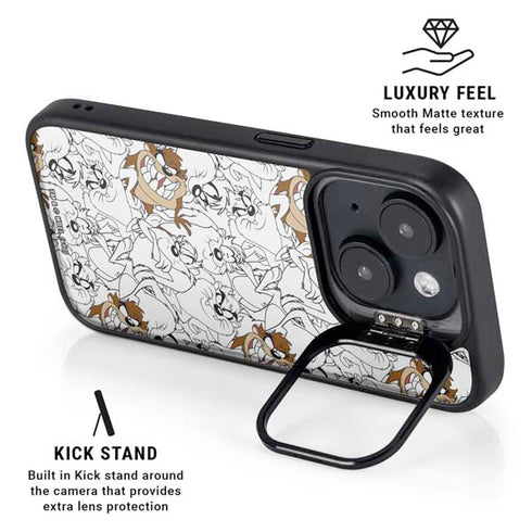 Looney Tunes Tasmanian Devil Super Sized Pattern iPhone 14 Plus Kickstand Case