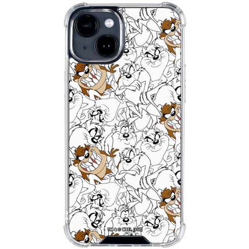 Looney Tunes Tasmanian Devil Super Sized Pattern iPhone 15 Clear Case