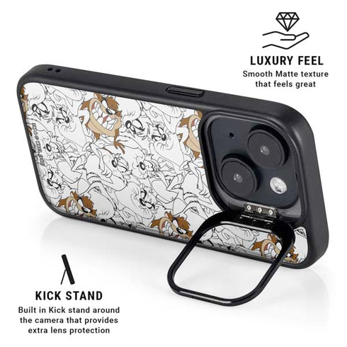 Looney Tunes Tasmanian Devil Super Sized Pattern iPhone 15 Kickstand Case