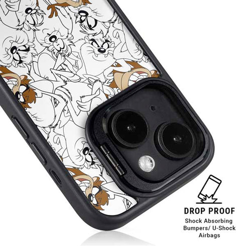 Looney Tunes Tasmanian Devil Super Sized Pattern iPhone 15 Kickstand Case