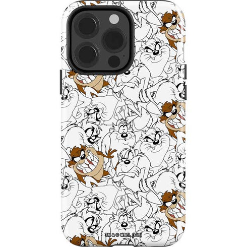 Looney Tunes Tasmanian Devil Super Sized Pattern iPhone 15 Pro Impact Case