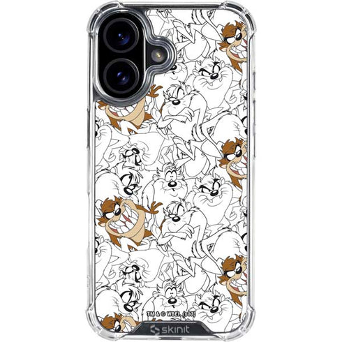 Looney Tunes Tasmanian Devil Super Sized Pattern iPhone 16 Clear Case