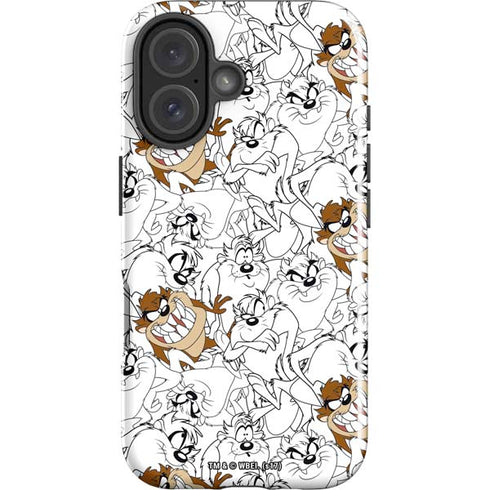 Looney Tunes Tasmanian Devil Super Sized Pattern iPhone 16 Impact Case