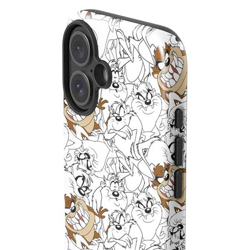 Looney Tunes Tasmanian Devil Super Sized Pattern iPhone 16 Impact Case