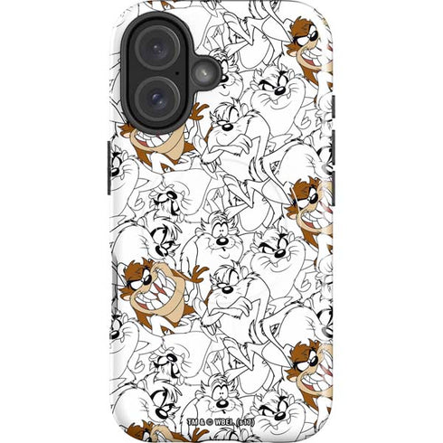 Looney Tunes Tasmanian Devil Super Sized Pattern iPhone 16 Magsafe Impact Case