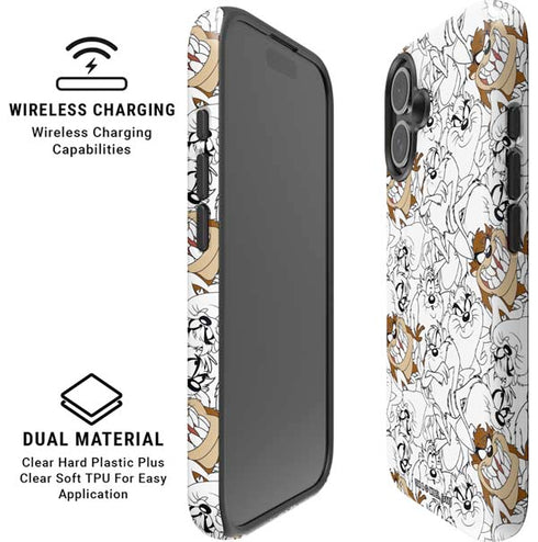 Looney Tunes Tasmanian Devil Super Sized Pattern iPhone 16 Magsafe Impact Case