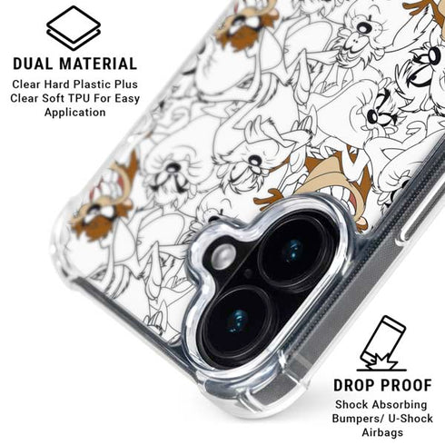 Looney Tunes Tasmanian Devil Super Sized Pattern iPhone 16 Plus Clear Case