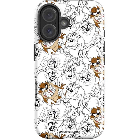 Looney Tunes Tasmanian Devil Super Sized Pattern iPhone 16 Plus Impact Case
