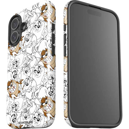 Looney Tunes Tasmanian Devil Super Sized Pattern iPhone 16 Plus Impact Case
