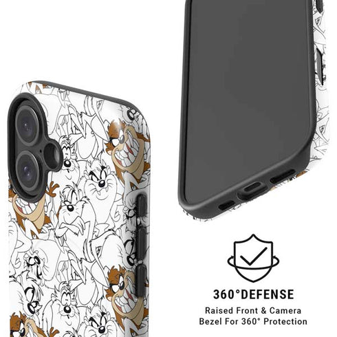 Looney Tunes Tasmanian Devil Super Sized Pattern iPhone 16 Plus Magsafe Impact Case