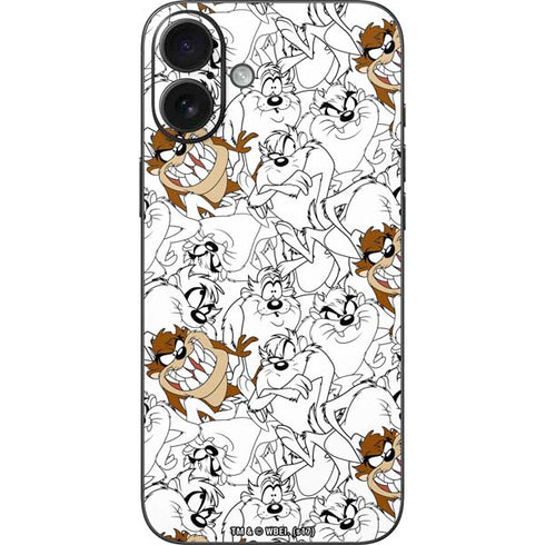 Looney Tunes Tasmanian Devil Super Sized Pattern iPhone 16 Plus Skin