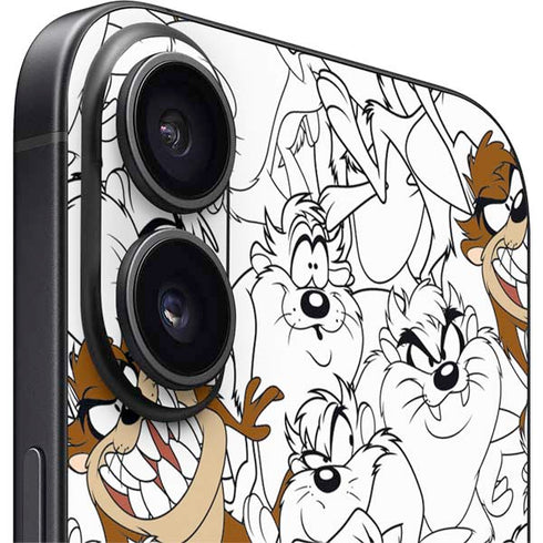 Looney Tunes Tasmanian Devil Super Sized Pattern iPhone 16 Plus Skin