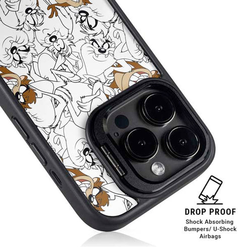 Looney Tunes Tasmanian Devil Super Sized Pattern iPhone 16 Pro Kickstand Case