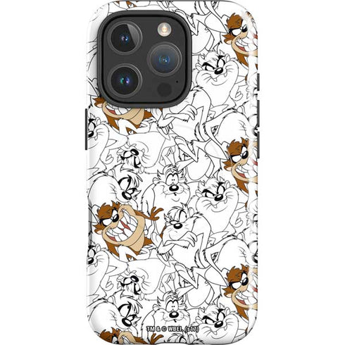 Looney Tunes Tasmanian Devil Super Sized Pattern iPhone 16 Pro Magsafe Impact Case