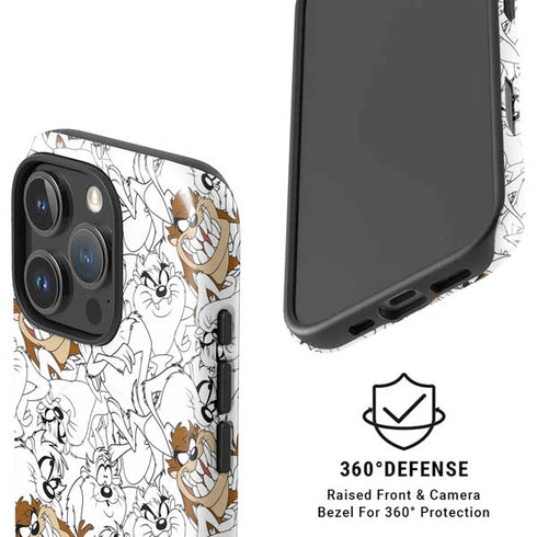 Looney Tunes Tasmanian Devil Super Sized Pattern iPhone 16 Pro Magsafe Impact Case