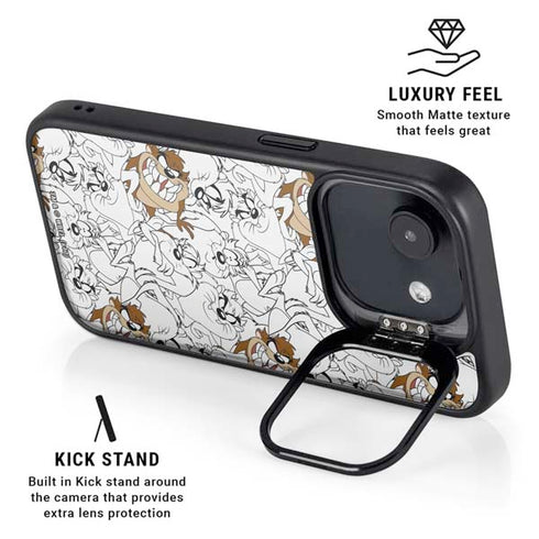 Looney Tunes Tasmanian Devil Super Sized Pattern iPhone 16e Kickstand Case