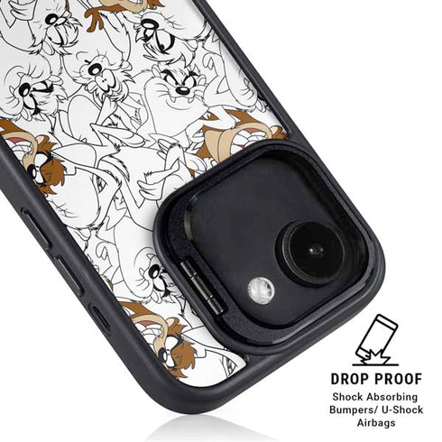 Looney Tunes Tasmanian Devil Super Sized Pattern iPhone 16e Kickstand Case