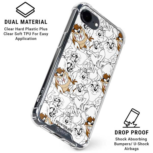 Looney Tunes Tasmanian Devil Super Sized Pattern iPhone 16e Clear Case